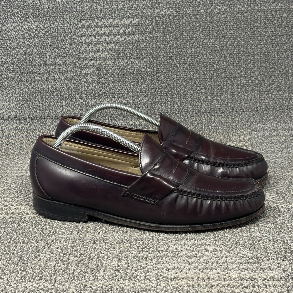 SAS Penny Signature Men's 9.5M Burgundy Leather Handsewn Loafers Made USA